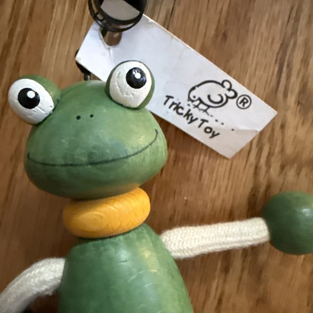 Kathe Wohlfahrt Wood Surfing Frog On Hanging Spring Bouncy Fun 